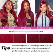34 Inch Burgundy 99J Straight Lace Front Wig Human Blend Hair 200% Density 13x4 HD Transparent Lace Wigs For Women Glueless Wigs Pre Plucked With Baby Hair Natural Hailine Suitable For All Hair Types For Women Halloween Wigs Everyday Style Wig - S99J/BUG - View 9