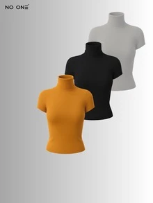 Women T-Shirts - Black, White, Orange - View 1