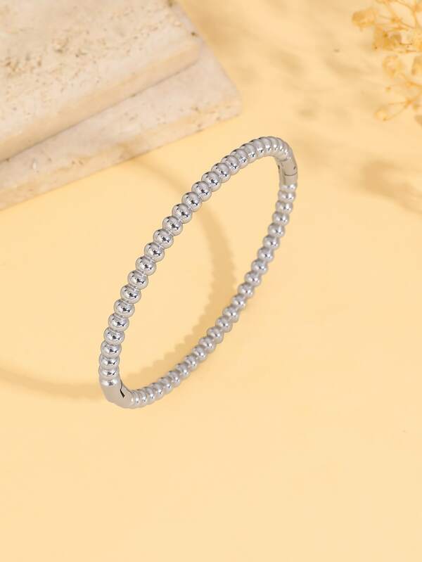 1pc Vintage Open Bangle Bracelet, Minimalist Water Drop Square Design With Micro-Inlaid Zirconia Copper, Suitable For Daily Wear, Date, Valentine's Day Gift