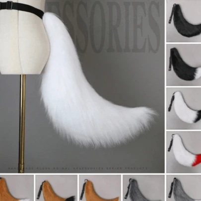 1pc Plush Cat/Fox/Dog/Wolf Tail For Anime Cosplay, Costume Party Performance Props, Suitable For Women, Long Fur Wild Beast Style Tail Accessory