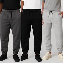 Kit Of 3 Thick Men's Sweatpants – Comfort And Style With Cuff And Elastic Waistband - 藍白色 - 查看 9