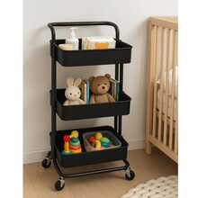 Black Multipurpose Organizer Cart With Wheels For Manicure, Bathroom, Laundry, Books, Fruit Bowl - 黑色 - 查看 6
