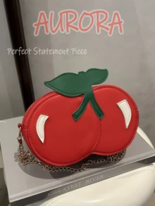 Cute Red Cherry Shaped Crossbody Bag - New Kawaii Sweet Style Ladies Shoulder Bag With Chain Strap, Unique Fruit - Themed Phone Pouch & Cartoon Pouch, Ideal For Young Girls' Birthdays, Proms, Graduations & A Lovely Gift For Friends, Mothers, Lovers On Valentine's Day, Christmas, Anniversaries, Thanksgiving & Halloween - 彩色 - 查看 8