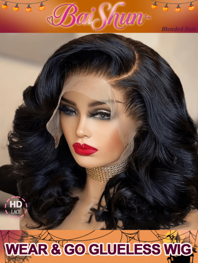 Use e vá 200% densidade perucas frontais sem cola 16 polegadas bob peruca onda do corpo 5x5 perucas frontais de renda cabelo misturado peruca de cabelo humano brasileiro pré-cortado pré-arrancado com cabelo de bebê perucas sem cola onda do corpo cabelo humano frontal perucas sem cola para mulheres cor preta natural 13x4 13x6 HD renda frontal cabelo misturado