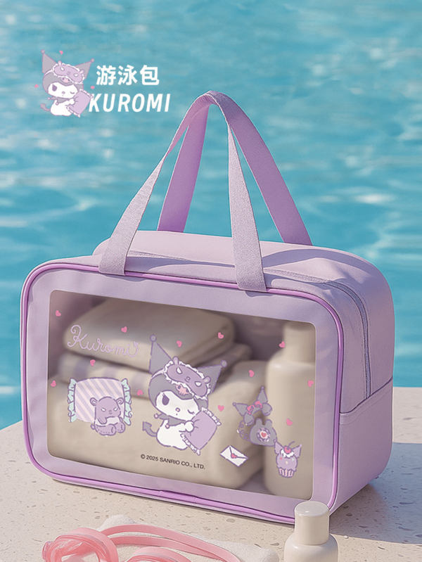 Sanrio Kuromi Transparent Purple Travel Kit, Official Licensed Waterproof Toiletry Bag With Zipper Closure And Handles, Gothic Cute Design For Gym Beach Pool, Gift For Teens E Girls Sanrio Collectors, Bathroom Necessities Holder, Stylish Storage Solution, Unique Gift Idea, Fashionable Travel Gear, Anime Inspired Accessories