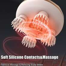 1pc Electric Scalp Massager, Portable Rechargeable Handheld With Anti-Drop Lanyard, 8 Detachable Massage Claws, 3 Speed Modes And 2 Massage Techniques, Ideal Gift For Women, Men, Dogs, Cats And Other Pets - Gold - View 6