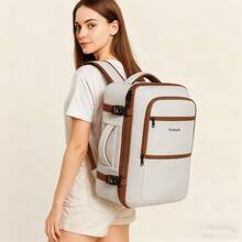 VANCROPAK Expandable Personal Item Travel Backpack ,Bags For Women Men, 40L Airline‑Approved Carry On Underseat Bag With Luggage Sleeve, Lightweight Water‑Resistant Weekender Backpack For Business Trips, College Students, Moms, Travel Essential,Summer Vacation, Back To School & Holiday Gift, Christmas Gifts,Beige - 白色 - 查看 2