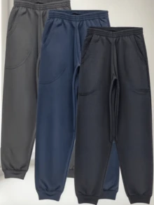 Kit Of 3 Thick Men's Sweatpants – Comfort And Style With Cuff And Elastic Waistband - 藍白色 - 查看 7