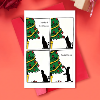 1pc Funny Christmas Fantasy Cartoon Cat Greeting Card - High-Quality Printed Paper, - Personalized, No Electricity Needed, , Ideal For Birthday & General Occasions