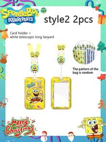 2/4/6 pezzi Porta tessere SpongeBob SquarePants, per metropolitana, campus, autobus, tessera pasto, tessera cittadino, tessera controllo accessi, tessera ritiro/consegna, tesserino di lavoro, cordino, guscio rigido, pass di accesso, etichetta, migliore decorazione per atmosfera festiva