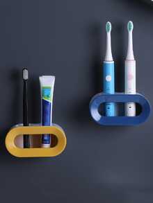 1pc Electric Toothbrush Holder, Wall Mounted Toothbrush Storage Rack, Punch-Free Toothbrush Storage Organizer, Bathroom Plastic Toothbrush Shelf, Bathroom Accessories, Home Decor, Furniture For Home - Multicolor - View 5