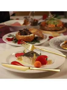 5pcs/30pcs Stainless Steel Cutlery Set, Creative Waist Design,High-Quality Stainless Steel Cutlery Set, Including Fork, Knife, Spoon, Teaspoon, Fruit Fork, Colored Stainless Steel Cutlery Set, Black Stainless Steel Cutlery Set - Multicolor - View 6