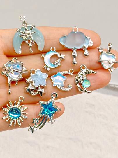 12 piezas de cuentas colgantes con encantos, estilo Y2K con mariposa, nube, estrella, sol, corazón, luna, corona para hacer joyas DIY, collares, aretes, pulseras, llaveros, regalo perfecto y uso diario