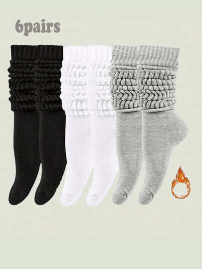 1/3/6 Pairs Unisex Solid Red Knitted Socks, Soft Fleece Lining Socks - Comfortable, Apparel Accessory Socks, Red Gift, Spring Hiking, Camping, Shooting, Valentine's Day, Christmas Gift, Elegant And Romantic For Winter