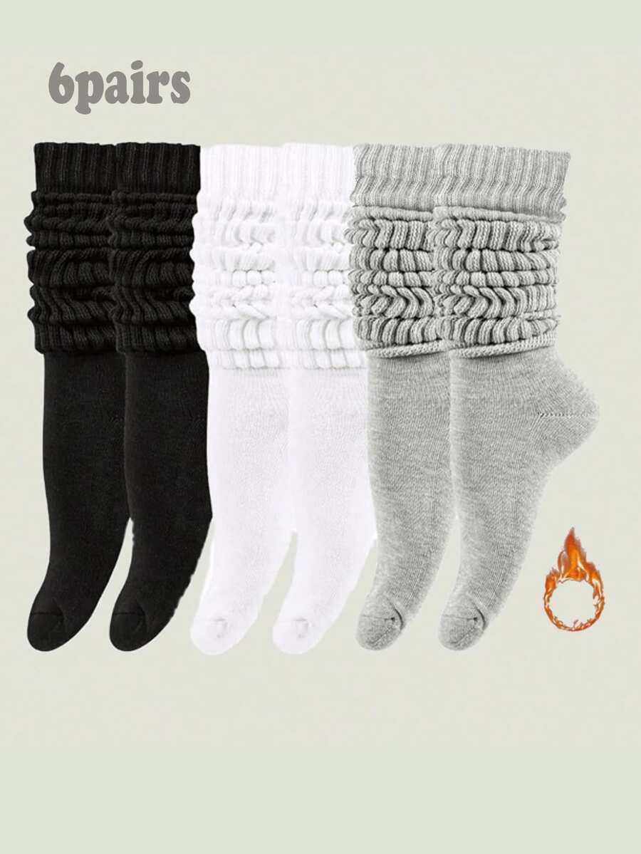 1/3/6 Pairs Unisex Solid Red Knitted Socks, Soft Fleece Lining Socks - Comfortable, Apparel Accessory Socks, Red Gift, Spring Hiking, Camping, Shooting, Valentine's Day, Christmas Gift, Elegant And Romantic For Winter