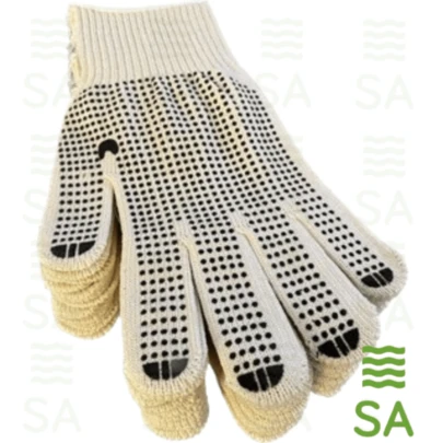 Kit 12 Pares De Luvas em Malha Tricotada Pigmentada PVC EPI Pedreiro Construção