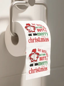 1 Roll Christmas Printed Rolling Paper, Christmas Toilet Paper, Disposable Kitchen Paper Towels, Merry Christmas Rolled Paper Napkins, Christmas Table Decor Napkins, Christmas Disposable Tableware, 2025 Christmas Home Decor, Christmas Room Decor, Christmas Kitchen Decor - Multicolor - View 1