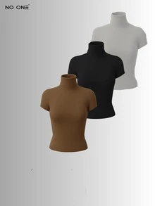 Women T-Shirts - Black, White, Brown - View 1