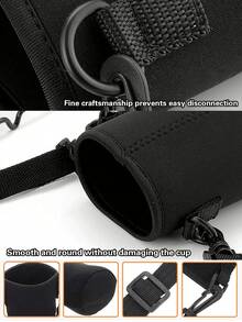 1 pieza Funda de neopreno personalizada para botella de agua con correa ajustable y portavasos, se adapta a botellas de acero inoxidable, vidrio y plástico - Regalo para vuelta al colegio, graduación, profesor, Funda para pasaporte, viajes, luna de miel, estudios en el extranjero, viajes de negocios, ligera e impermeable, esencial para vacaciones, unisex estudiante - Negro - Ver 3