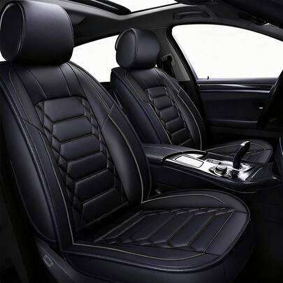 JDWBT Car Seat Covers Front Seats 1 Pack, Universal Leather Front Seat Covers, Car Seat Protector Airbag Compatible , For Most Automotive, Suvs, Trucks