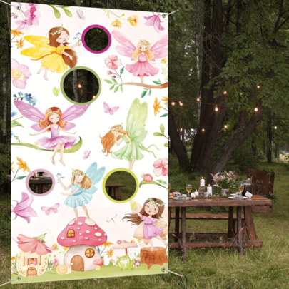 Fairy Tale Theme Bean Bag Toss Game - Fun Birthday Party Decor, Polyester Banner For Indoor And Outdoor Play
