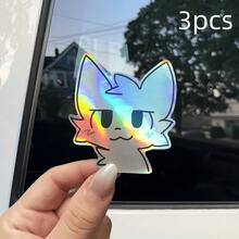 Süße Katzen-Gesicht Vinyl-Aufkleber - Minimalistisch weißer Katzen-Dekor mit ausdrucksstarken Augen, langanhaltend Klebstoff für Handy, Laptop, Koffer, Schutzhelm, Brille - perfektes Geschenk für Katzenliebhaber & Anime-Fans