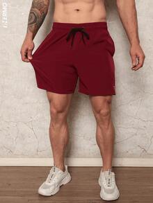 Kit 3 Shorts Elastane Mauricinho Beach Men's With Lycra Gym Running Cross Plain Basic - 黑色/米色/酒紅色 - 查看 7