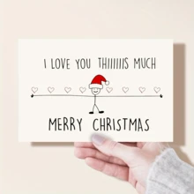 1pc Funny Love Card, Valentine's Day Card, Christmas Card, Gift, Birthday Card, "I Love You This Much", "Merry Christmas", Small Business Supplies, Thank You Card, Gift, Express Love, Suitable For Friends, Husband, Boyfriend, Wife, Girlfriend, Family, Siblings, Parents, Partner, Colleagues, Classmates, Loved Ones, Father, Mother, Suitable For All Occasions, Christmas Gift - Multicolor - View 6