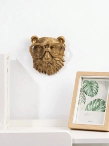 动物头壁饰，仿鹿头壁挂，动物雕塑壁饰，树脂动物头壁挂装饰，适用于客厅、卧室、厨房、礼物、鹿、圣诞装饰 - 彩色 - 查看 7