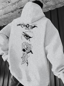 Estilo de  Oscura, Sudadera con Capucha para Hombre con Estampado de Patrón de Elemento Visual Único y Misterioso - Gris Claro - Ver 12