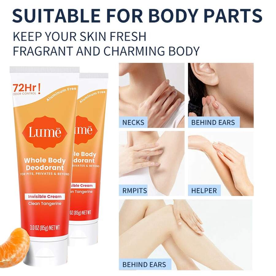 2pcs Orange Flavored Deodorant - Adds A Fresh Scent Of Tangerine, Invisible Cream Tube - 72-Hour Odor Control - Suitable For All Skin Types, Aluminum-Free, And Baking Soda-Free - trái cam - Xem 1