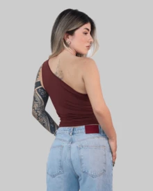 MULA MANCA CROPPED TOP WITH LINING ASYMMETRICAL ONE-SHOULDER WOMEN'S BLOUSE SPRING/SUMMER AITONA - Màu Tím - Xem 3