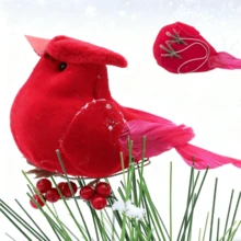 8 piezas Adornos navideños de pájaros rojos tipo petirrojo con nido, decoraciones de espuma de pájaros de color rojo brillante, guirnalda de plumas rojas, decoraciones colgantes para centro de mesa, decoraciones de fiesta, adornos navideños para el árbol, decoraciones de Acción de Gracias, jardín de hadas, decoración del hogar, decoración navideña para el hogar, decoración de habitación, 2025, decoraciones de boda, decoraciones de fiesta