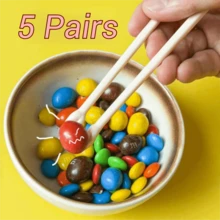 5 Pairs Plastic Palm Chopsticks Non-Slip Head Anti-Scalding Helping Hands Chopstick Long Handle Kids Training Chopsticks Gift