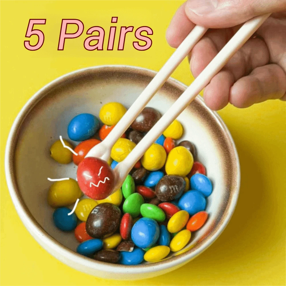 5 Pairs Plastic Palm Chopsticks Non-Slip Head Anti-Scalding Helping Hands Chopstick Long Handle Kids Training Chopsticks Gift