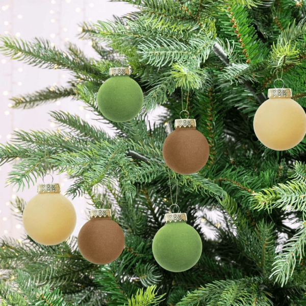 9-Piece Velvet Christmas Tree Decorations, Sprayed Velvet Baubles, Festive Ornaments, Holiday Decorations
