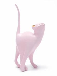 1pc Pink Resin Cat Figurines With Gold Ears, Minimalist Abstract Home Decor Sculptures For Bookshelf, Entryway, Bedroom Or Gift - Graduation, Friendship, Summer Decor