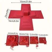 DIY Explosion Gift Box Set, Red Paper Surprise Snack Box, Scrapbook Photo Album, Handcrafted Memory Box For Birthday, Valentine's, Anniversary, Wedding - Includes Multiple Components - Multicolor - View 12