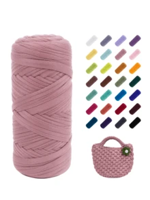 Hilo de camiseta premium - 200g/Pc Hilo elástico de alta calidad, hilo de poliéster suave y elástico para proyectos de ganchillo vibrantes, ideal para decoración del hogar, manualidades DIY como tejido DIY, proyectos de ganchillo, bolsos tejidos a mano, cestas, mantas, alfombras, zapatos, pantuflas, cojines y muñecas, hilo multicolor | Hilo de poliéster | Hilo acrílico | Accesorios de punto