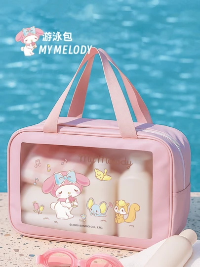 Bolsa de almacenamiento transparente rosa  de , neceser oficial con licencia del personaje y cierre de cremallera, diseño de conejito kawaii para viajes, gimnasio y playa, regalo para adolescentes y fans de , organizador de productos para el cuidado de la piel, neceser portátil, accesorios bonitos para mujeres, artículos de cuidado personal, coleccionables para amantes del anime.