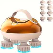 1pc Electric Scalp Massager, Portable Rechargeable Handheld With Anti-Drop Lanyard, 8 Detachable Massage Claws, 3 Speed Modes And 2 Massage Techniques, Ideal Gift For Women, Men, Dogs, Cats And Other Pets - Gold - View 12
