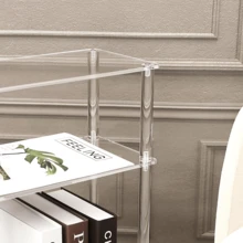 Acrylic Narrow Edge Table Suitable For Small Spaces, Slim Nightstand/Bedroom Side Table Applicable For Kitchen, Living Room, Bedroom, Suitable For All Seasons