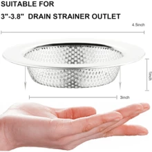 2Pcs Kitchen Sink Strainer Stainless Steel, Kitchen Sink Drain Strainer, Sink Strainers For Kitchen Sinks With Large Wide Rim 4.5" Diameter - Silver - View 3
