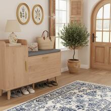 Zapatero, zapatero con espacio de almacenamiento, baúl para zapatos con 1 solapa, banco para zapatos con cojín, zapatero infantil con banco, para zapatos de entrada, salón o dormitorio - Color de la madera - Ver 6