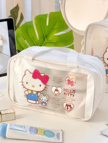 Sanrio Hello Kitty Transparent PVC Travel Bag, Official Licensed Waterproof Toiletry Bag with Zipper Closure and Handles, Cute Kawaii Design for Gym Beach Pool Weekend Trips, Gift for Girls Teens Sanrio Collectors, Bathroom Essentials Cosmetics Storage Organizer, Travel Accessoriess Hunctable, - 凱蒂貓 - 查看 9
