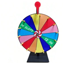 12 英寸旋转奖品转盘，配有重型支架和 14 槽彩色桌面转盘 - 非常适合嘉年华、贸易展、财富旋转游戏、游戏礼物 - 多色 - 查看 12