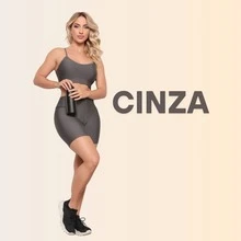 Women's Fitness Set Suplex Gym - Top Without Padded Thin Straps + Tight Shorts High Waist Mid-Thigh - 灰色 - 查看 8