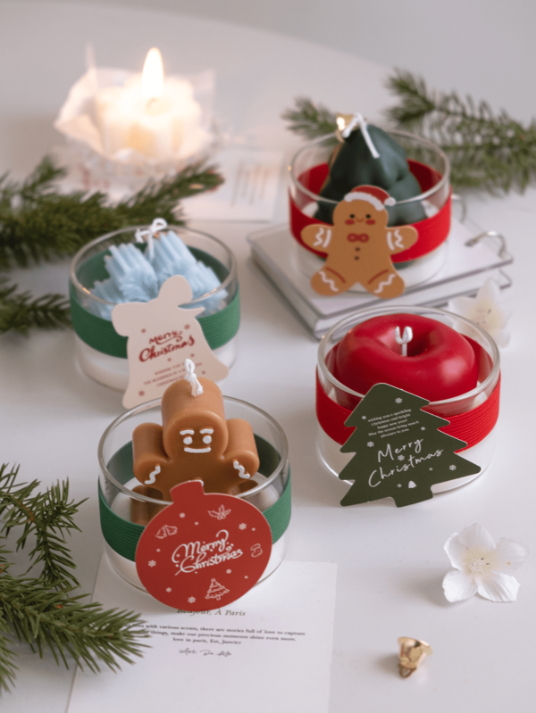 1/2/4 Stück handgemachte duftende Weihnachtskerzen in Geschenkverpackung, Weihnachtsbaum, Schnee, Apfel, Lebkuchenmann geformte dekorative Kerzen für Atmosphäre, Raumdekoration, Weihnachtsgeschenke, Weihnachtsabendgeschenke, Geschenke für beste Freunde, Abschlussgeschenke, Geburtstagsgeschenke, Hochzeitsgeschenke, Muttertagsgeschenke, Liebesgeschenke, Geschenke für Frauen, Mädchen, Hochzeitsgeschenke, Hochzeitssouvenirs, Heimdekoration, Geburtstagsdekorationen, Englische Birne & Freesie Weihnachtsdekoration