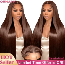 30英寸巴西原生发 5*5 200% 密度 即戴即用免胶假发 人发混纺 预拔毛 预剪直发 透明蕾丝前假发 女士人发混纺假发 无需胶水 蕾丝前闭合 即戴即用 无需胶水 自然黑 - 棕色 - 查看 2