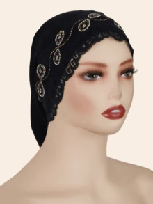 1pc Women's Fashionable Rhinestone Decorated Scarf, Soft Modal Fabric, Suitable For Malaysia & Middle East